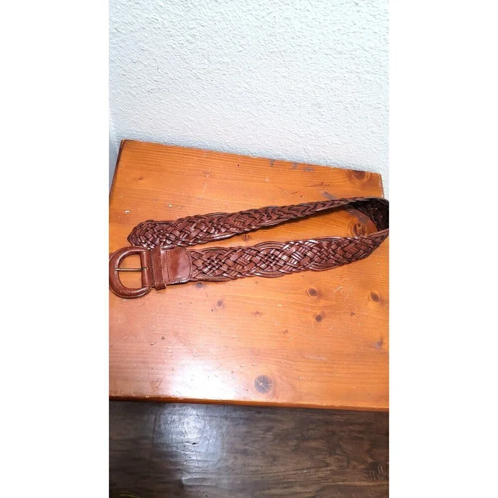 Vintage Braided Leather Belt Made In Turkey Size M‎